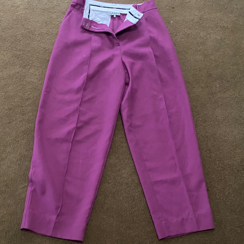 Ganni Magenta Wide Leg Pants